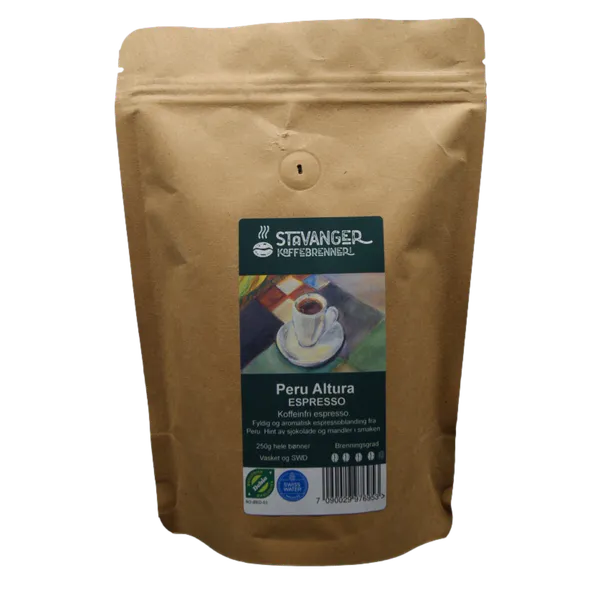 Hovedbilde Koffeinfri Espresso Peru Altura 250g Økologisk ...