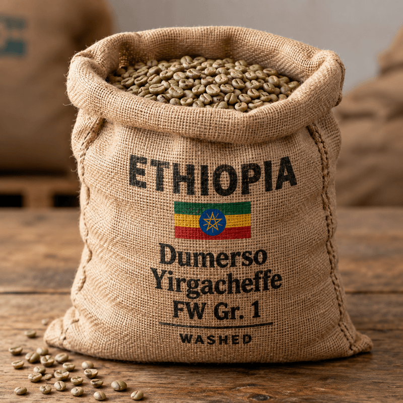 Ethiopia Yirgacheffe, 2kg UNROASTED BEANS Organic